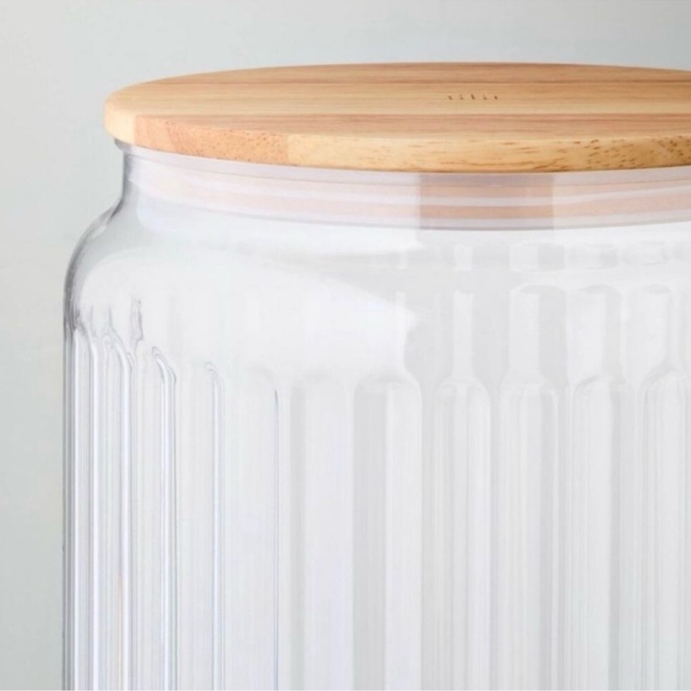 NEW Hearth and Hand Magnolia Fluted Acrylic Drink Dispenser With Wood Stand - Picture 3 of 3